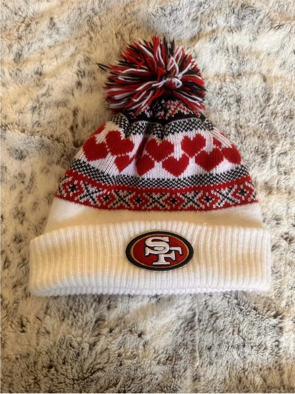 New Era 49 ers heart  Beanie - Red & White
